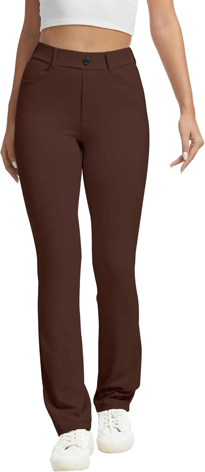 VIMPEP Womens Stretchy Yoga Dress Pants Straight Leg with Pockets Casual Petite/Regular 1202