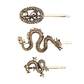 Vintage Snake Dragon Hair Pins Clips for Women Girls Metal Dragon Hair Clips Barrettes Hairpins Emo Goth Gothic Halloween Hair Accessories Decorative Hair Bobby Pins for Thick Thin Hair Retro Style