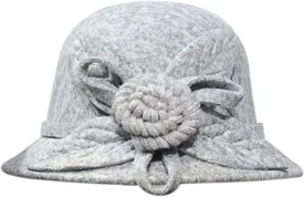 Women Elegant Cloche Round Hat for Women 1920s Fedora Ladies Bucket Hats Vintage Flower Church Hat for Women