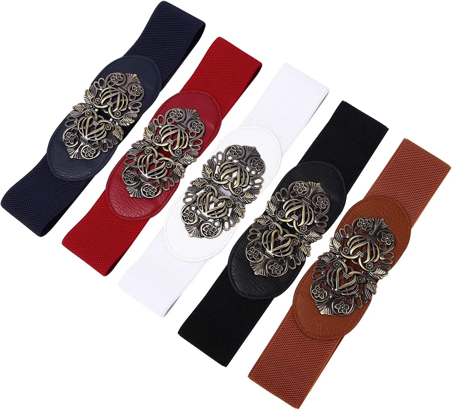 Women Retro Style Stretchy Waist Belt Vintage Elastic Wide Dress Belts