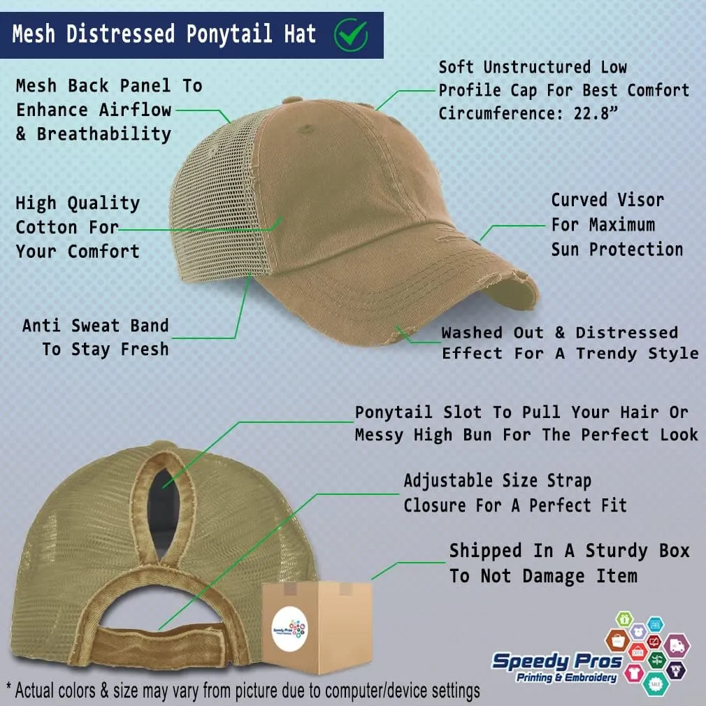 Womens Ponytail Cap Custom Personalized Text & Name Distressed Moms Trucker Hats