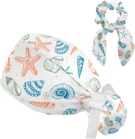 Women's Working Caps with Bow Scrunchies Cute Dog Paws Pattern Lace-Up Hat Unisex Hair Covers One Size