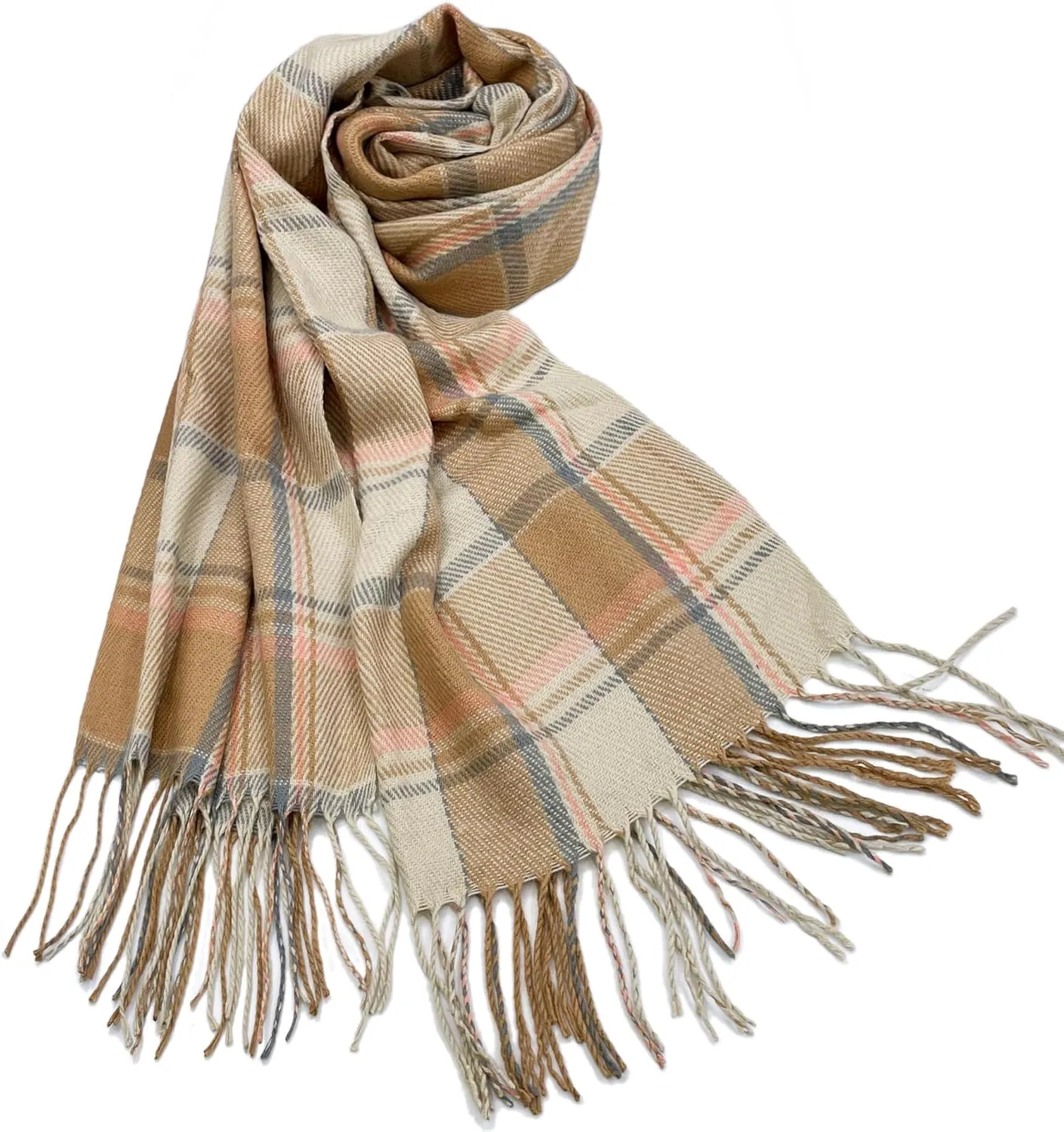 woogwin Winter Scarf for Women Cashmere Feel Plaid Warm Long Blanket Scarves Big Grid Pashmina Shawls and Wraps