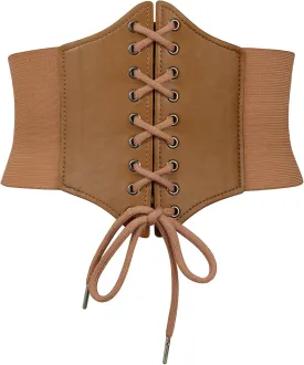 Zando Lace up Pirate Corset Belt for Women Vintage Renaissance Waist Belt Elastic Belt for Daily Cosplay Halloween Costume