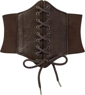 Zando Lace up Pirate Corset Belt for Women Vintage Renaissance Waist Belt Elastic Belt for Daily Cosplay Halloween Costume